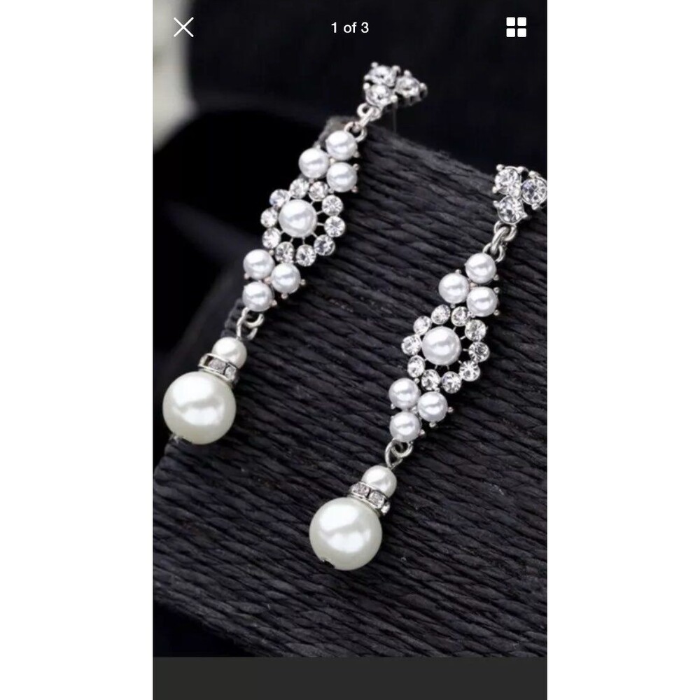 Crystal Pearl Wedding Chandelier Earring